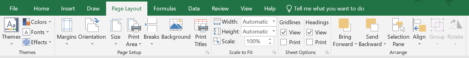 Page Layout Tab